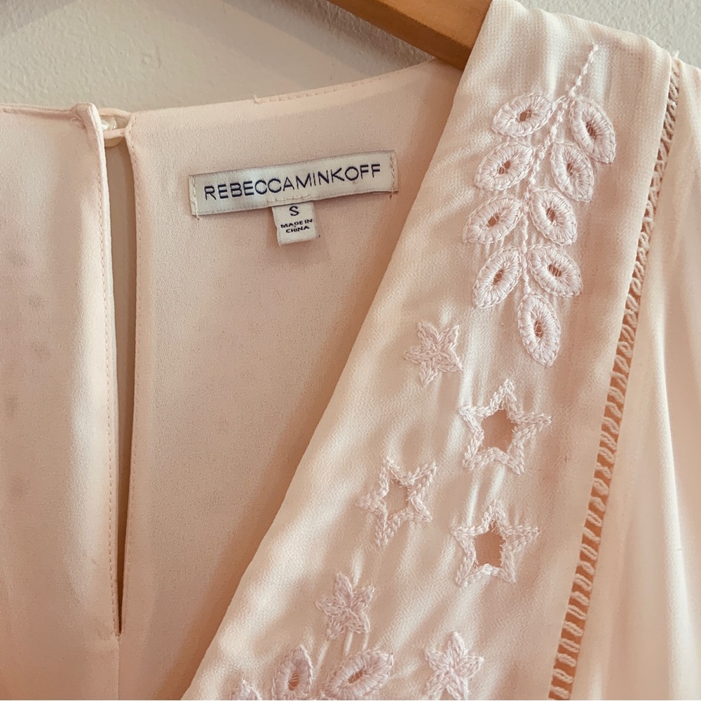 Rebecca Minkoff Prairie Embroidered Pinafore Ruffle Hem Bluff Dress Size Small - Picture 4 of 16